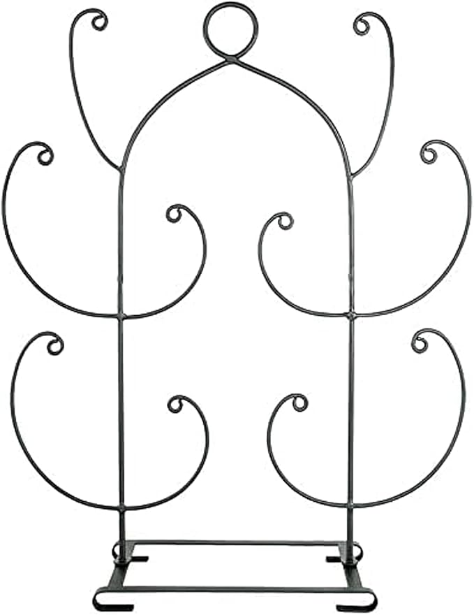 Mitten and Hat Drying Rack Tree – Freestanding Wrought Iron Accessory Holder with 10 Hooks, Graphite Powder-Coated Finish – Winter Gear Organizer for Gloves, Hats, Scarves, and Coats