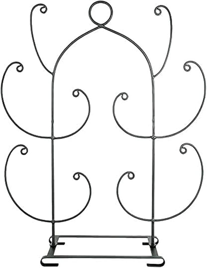 Mitten and Hat Drying Rack Tree – Freestanding Wrought Iron Accessory Holder with 10 Hooks, Graphite Powder-Coated Finish – Winter Gear Organizer for Gloves, Hats, Scarves, and Coats
