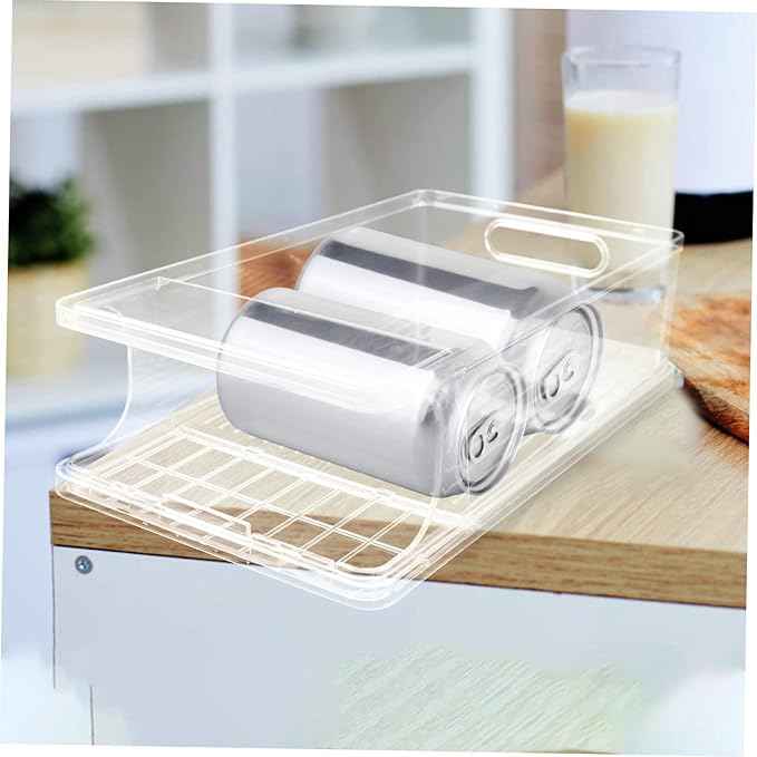 Stackable Beverage Can Organizer with Rolling Dispenser Practical Drink Storage for Fridge Countertop Pantry Easy for Soda Beer Cans