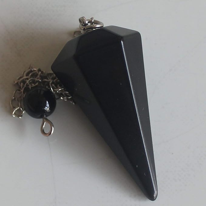 Faceted Mixed gemstone crystal pendulum point reiki chakra pendant bead Chain 6''