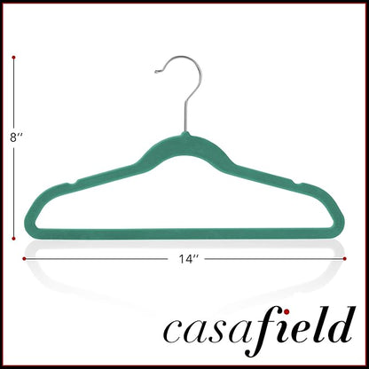 Casafield 50 Velvet Kid's Hangers - 14" Size for Children's Clothes - Teal