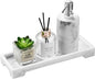Luxspire Bathroom Vanity Tray, Resin Toilet Tank Tray, Kitchen Trays, 11" x 4" Rectangle Bathroom Tray for Counter, Marble Tray for Soap Dispenser Perfume Jewelry, Small, White Marble