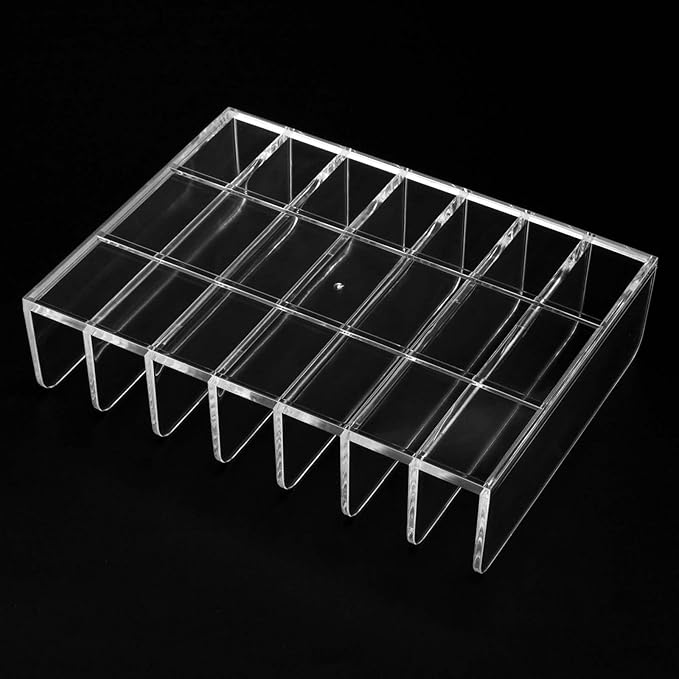 SEUNMUK 4 Pack Acrylic Eyeshadow Makeup Palette Organizer, 7 Section Clear Makeup Palette Holder, Eyeshadow Palette Display Stand for Blush, Concealer