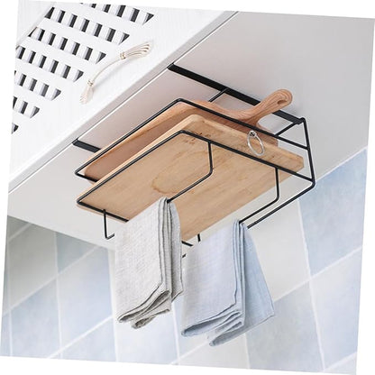 2Pcs Over Cabinet Door Towel Organizer Hanging Storage Rack for Cabinets for Kitchen Bathroom Space Saving for Duster Cloths Utensils