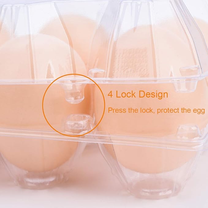 Egg Cartons 60 Packs, Clear Eco-friendly Plastic Blank Egg Cartons with Free Labels, Holds up to 6 Duck Eggs Securely, Perfect for Family Pasture Farm Markets Display - Large