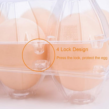 Egg Cartons 60 Packs, Clear Eco-friendly Plastic Blank Egg Cartons with Free Labels, Holds up to 6 Duck Eggs Securely, Perfect for Family Pasture Farm Markets Display - Large