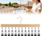 Closet Organizer with 12 Clips, 2026 Upgrade Space Saving Hanging Closet Organizer, Space-Saving Hat Scarf Clothespins for Jeans Skirts Socks Pant Hangers with Clips (Wood)