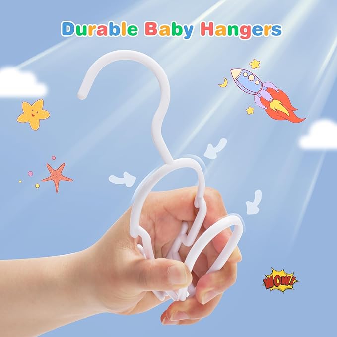 GoodtoU Baby Hangers 100 Pack, Plastic Infant & Toddler Clothes Hangers with Non-Slip Shoulder Notches, Space-Saving Nursery Closet Hangers for Newborn, White