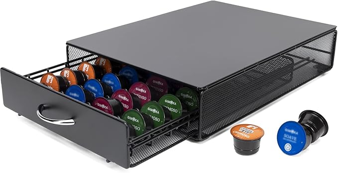 Coffee Pod Holder Storage Drawer Compatible With Verismo,Nespreso Vertuoline,CBTL,Caffitaly,Lavazza Blue Pods,40 Pod Capsule Holder,Office or Home Kitchen Counter Organizer