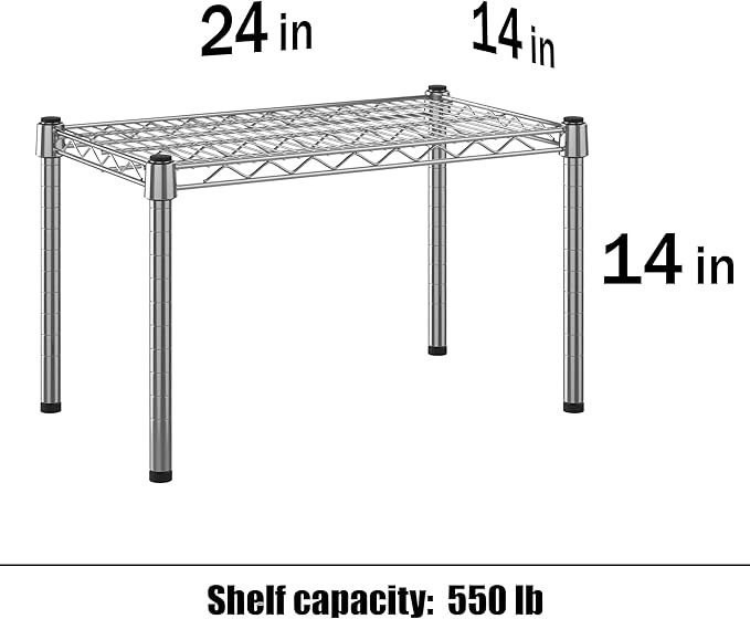 14" Deep x 24" Wide x 14" Height Wire Shelving Kit | 1-Tier | NSF Commercial Storage Rack Unit