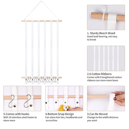 SYGY Bow Holder - Organizer for Hair Bows, Clips, Ties, Headbands & Accessories - Wall Hanging Decor