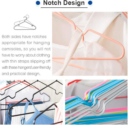 Lomani Colored Steel Clothes Hangers,60-Pack Random Color, Non Slip, Durable Heavy Duty, Coat & Suit Hangers Space Saving Adult
