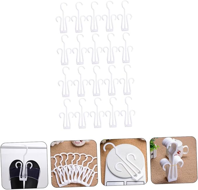 VOSAREA 20Pcs Plastic Shoe Hanging Hooks Shoe Display and Drying Racks Adjustable Storage Organizers for Closet and Door for Home and Travel