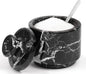 MARBLOUS KRAFTS Marble Salt Cellar with Lid and Spoon 3" Black Zebra Flaky Salt, Seasoning Containers, Ideal small Spices, Sugar Jars, kitchen accessories, Gift for Mom