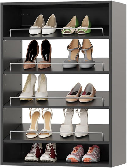 ROOMTEC 19.5" Shoe Shelf Short Tower Closet Unit, Modular Closet System with Shelf, Wardrobe Organizer for Bedroom or Walk-in Closet, Wall Mounted, Customizable Clothes Storage Unit, Black