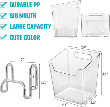 G.CORE Large Grid Wall Bins - 6Pack Clear Gridwall Accessories Hanging Cups with Back Hooks - Plastic Grid Wall Panels Organizers Wire Shelves Holders for Garage Garden Craft Office Tools Storage