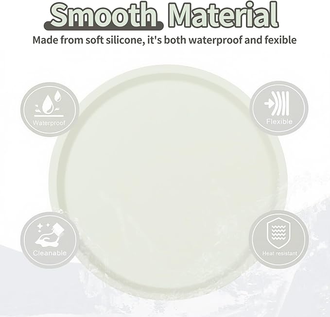 Silicone Bathroom Tray, 9" Round Cream Vanity Organizer – Decorative Countertop Tray for Soap, Candle, Perfume, Kitchen & Coffee Table