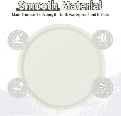 Silicone Bathroom Tray, 9" Round Cream Vanity Organizer – Decorative Countertop Tray for Soap, Candle, Perfume, Kitchen & Coffee Table