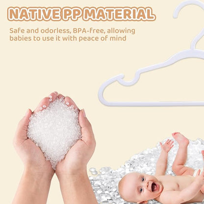 60 Pack White Baby Hangers 11.42 Inch - Kids Non-Slip Clothes Hangers for Infant & Child, Durable Plastic Children's Hangers for Closet, Pants, Coats, Skirts