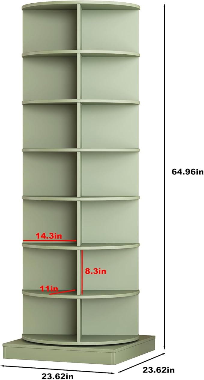7-Tier Rotating Shoe Rack Tower, 360 Spinning Shoe Rack, Modern Free Standing Spinning Shoe Organizer, Rotating Lazy Susan Shoe Racks for Entryway Doorway, Holds Up to 28 Pairs of Shoes(Green)