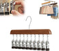 Closet Organizer with 10 Clips, Space Saving Hanging Closet Organizer, Space-Saving Hat Scarf Clothespins for Jeans Skirts Socks Pant Hangers with Clips (1, Dark-10 Clamps)