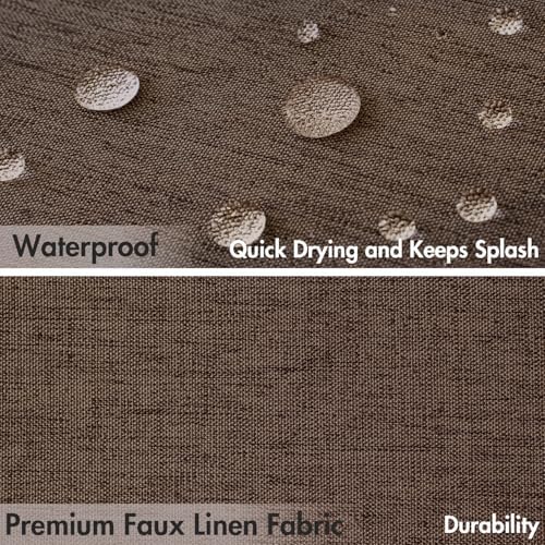 MIULEE 72"x90" Extra Long Scalloped Linen Shower Curtain Brown - Image 4