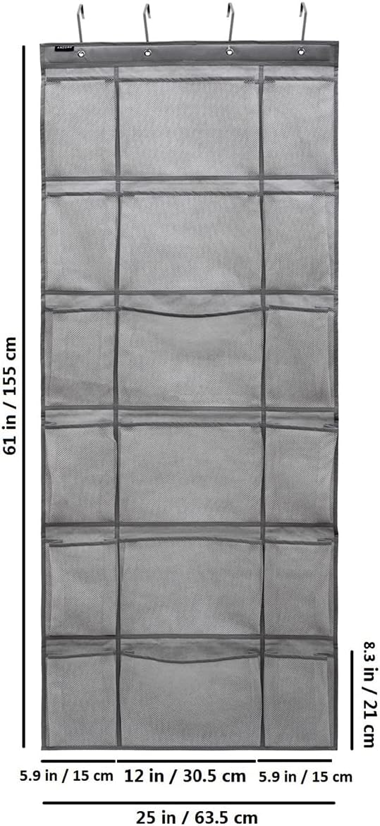 Over The Door Hanging Shoe Rack Organizer 18 Pockets Organizer with 6 Extra Large Mesh Pockets for Shoe Holder Storage (18 Pockets)