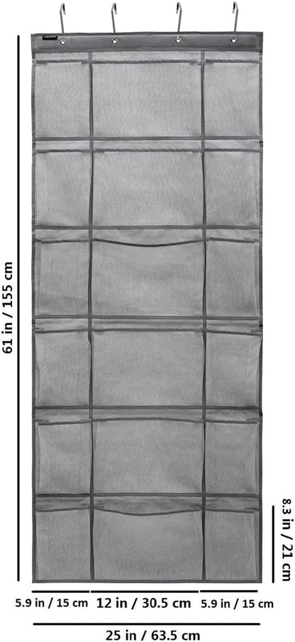 Over The Door Hanging Shoe Rack Organizer 18 Pockets Organizer with 6 Extra Large Mesh Pockets for Shoe Holder Storage (18 Pockets)