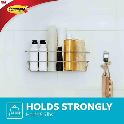 Command Shower Caddy Matte Black with Water Resistant Strips, Bathroom Organizer, Holds up to 6.5 lbs 13" D x 6.38" W x 4.25" H (Pack of 2)