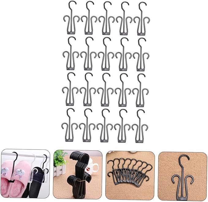Cabilock Hanging Shoe Hangers 20 Pcs Plastic Shoe Organizer Hooks for Closet Storage Travel Drying Rack Space Saving Racks