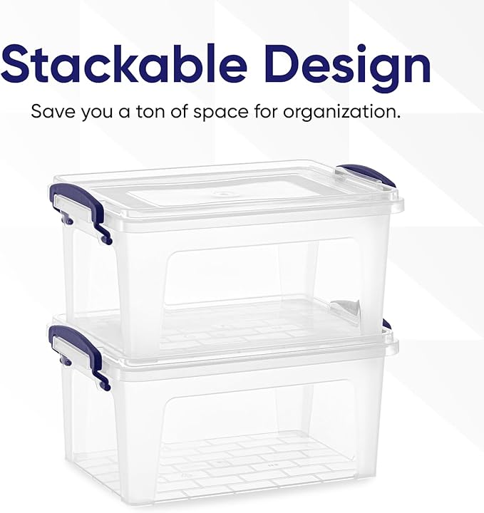 Superio Clear Plastic Storage Bin with Lid, 3.5 Qt, Non-Toxic, BPA Free, Odor Free, Organizer Storage Box, Stackable Plastic Tote for Home, Garage, School, and Office, X-Small