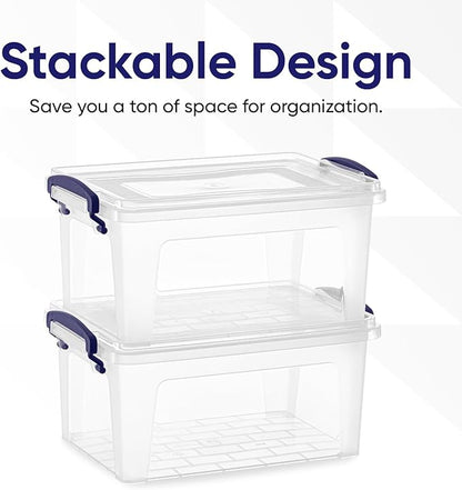 Superio Clear Plastic Storage Bin with Lid, 3.5 Qt, Non-Toxic, BPA Free, Odor Free, Organizer Storage Box, Stackable Plastic Tote for Home, Garage, School, and Office, X-Small