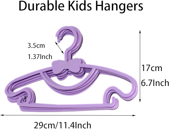 YYaaloa 60pcs Kids Clothes Hangers - Baby & Toddler Plastic Hangers (Purple, Very Durable)