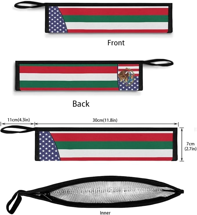 COEQINE Utensil Holder With Mexico Flag Themes Fork Spoon Bowl Organizer For Party Portable Leafproof Portable Travel Accessories Travel Silverware Case With Handles,Independence Day Decor
