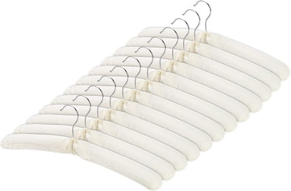 Tosnail 12 Pack Fabric Padded Hangers, Foam Padded Wedding Dress Hangers for Coat, Blouse, Sweaters, Bride Dress, Clothes - White