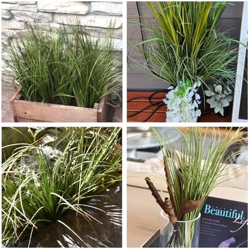 CATTREE Artificial Plants Fake Wheat Grass Shrubs, Faux Greenery Plastic Bushes Tall Stems for Outdoor Indoor Wedding Christmas Decoration Office Yard Table Arrangements Planter Filler Decor 8 Pack - Image 6