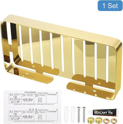 uxcell Soap Dish Holder, 304 Stainless Steel Soap Bar, Wall Mounted Soap Tray with Installation Kits, Soap Saver for Shower Wall Kitchen Counter (Gold)