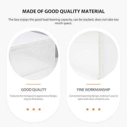 4pcs Men Shoes Storage Boxes, Thickened Plastic Shoe Organizers with White Frame, Waterproof Dustproof Household Sundry Storage Cases for Home Use