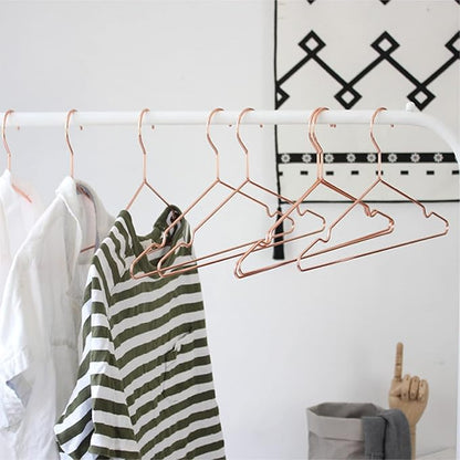 Tosnail 30 Pack 16.5" Stainless Steel Strong Wire Metal Hangers, Heavy Duty Clothes Hangers, Space Saving Closet Organizer - Rose Gold