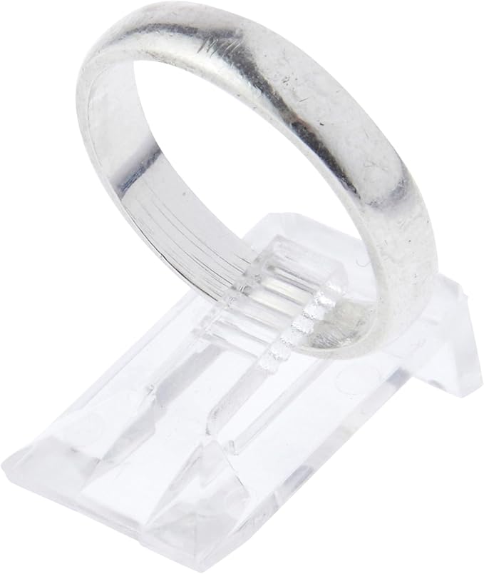 Plymor Clear Acrylic Ring Display Clip, 0.625" W x 1" D x 0.375" H (6 Pack)