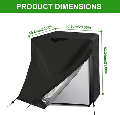 Fridge Cover, Refrigerator Cover, Fridge Wrap,210D Waterproof&Dustproof Cover for Protecting Upright Freezers/Beverage Refrigerator for Cold Rooms, Black,20"W x 20"D x 21"H Mini Fridge with Freezer F