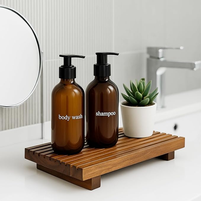 Acacia Wood Risers for Bathroom Tray Kitchen Counter Decor Bathroom Sink Accessories Decorative Wooden Riser Pedestal Stand for Kitchen Soap Tray Vanity Bathroom Countertop Sink Tray Dish Soap Holder
