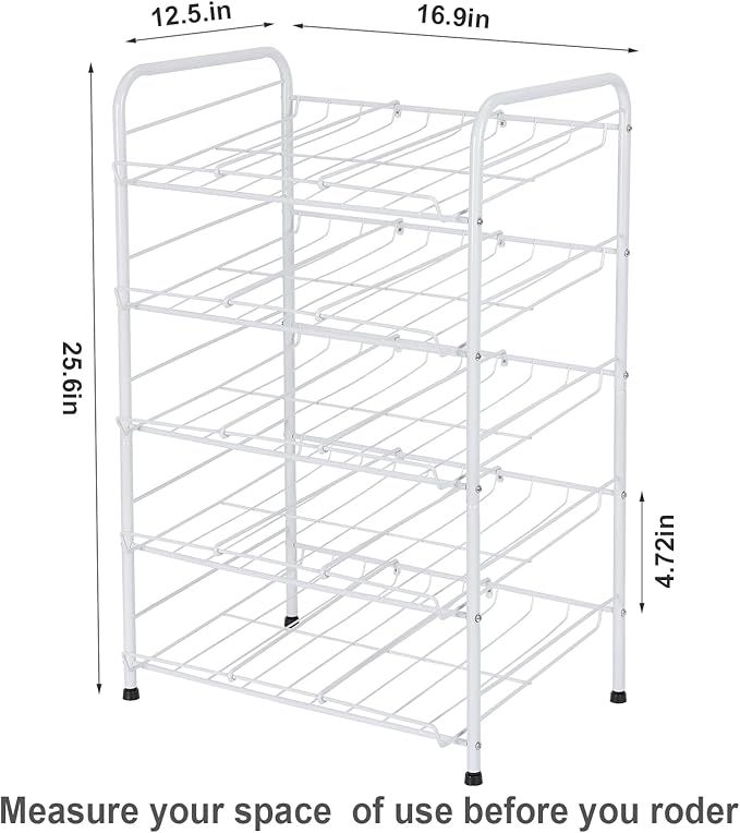 MOOACE Can Rack Organizer, 5 Tier Can Storage Dispenser Holds up to 60 Cans for Pantry Kitchen Cabinet, White