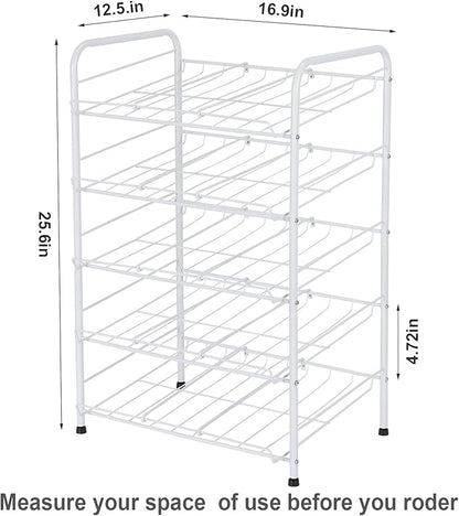 MOOACE Can Rack Organizer, 5 Tier Can Storage Dispenser Holds up to 60 Cans for Pantry Kitchen Cabinet, White