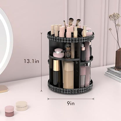 Rotating Makeup Organizer, 360° Spinning Skincare Organizers, Adjustable Layer Cosmetic Storage Lazy Susan Makeup Organizers for Dresser Bathroom, Medium, Black