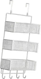 Over The Door Basket Organizer 3 Tier Hanging Storage Rack Wall Mounted Shelf for Cabinet, S White