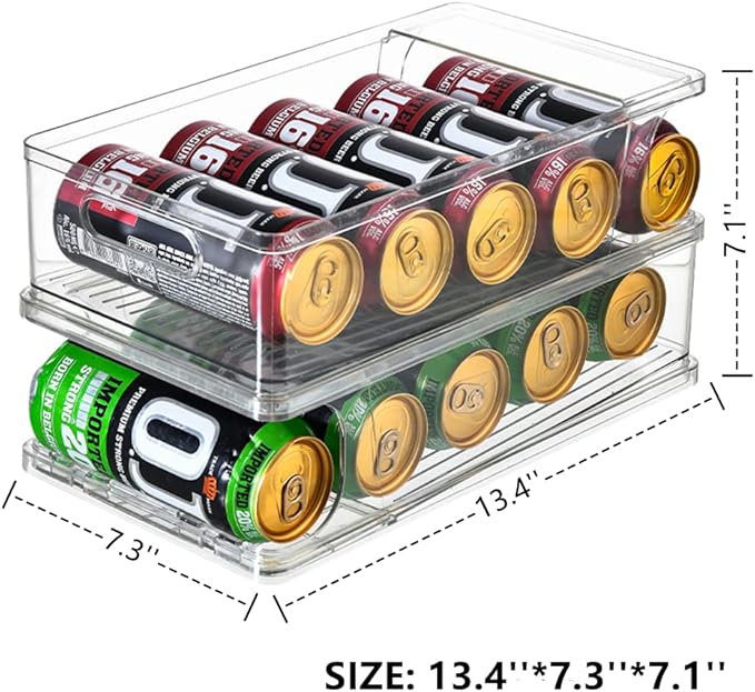 Xicennego 2-Tier Large Stackable Soda Can Organizer for Refrigerator - For Tall Cans of 500ml/17oz - Fridge Can Organizer Dispenser, Beverage Can Holder for Refrigerator, Pantry, Cupboard