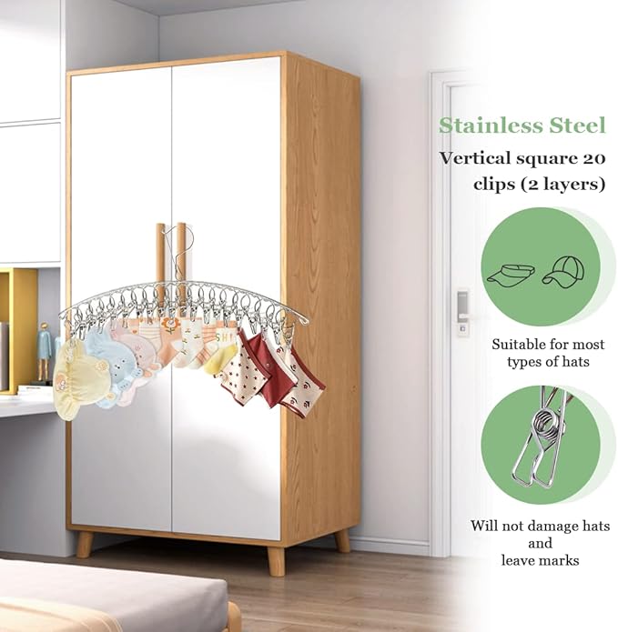 40 Clips Hat Holder Storage for Door Wall, Hat Hangers for Closet Organizer and Storage for Baseball Caps, Beanie & Accessories(26-02)