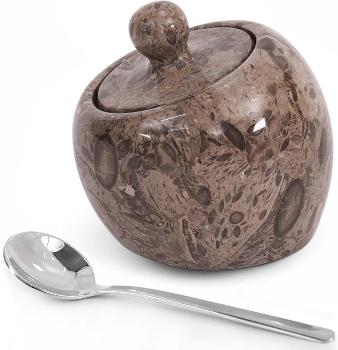 Radicaln Marble Salt Cellar with Lid 3" Inch Oceanic Salt Jar & Spice Storage Containers For Kitchen Countertop, Ideal Sugar Bowl & Salt dish For Table