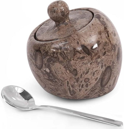 Radicaln Marble Salt Cellar with Lid 3" Inch Oceanic Salt Jar & Spice Storage Containers For Kitchen Countertop, Ideal Sugar Bowl & Salt dish For Table